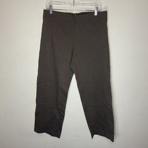 Eileen Fisher Cropped Pants Womens M Brown Pull On Stretch Elastic Waist Office